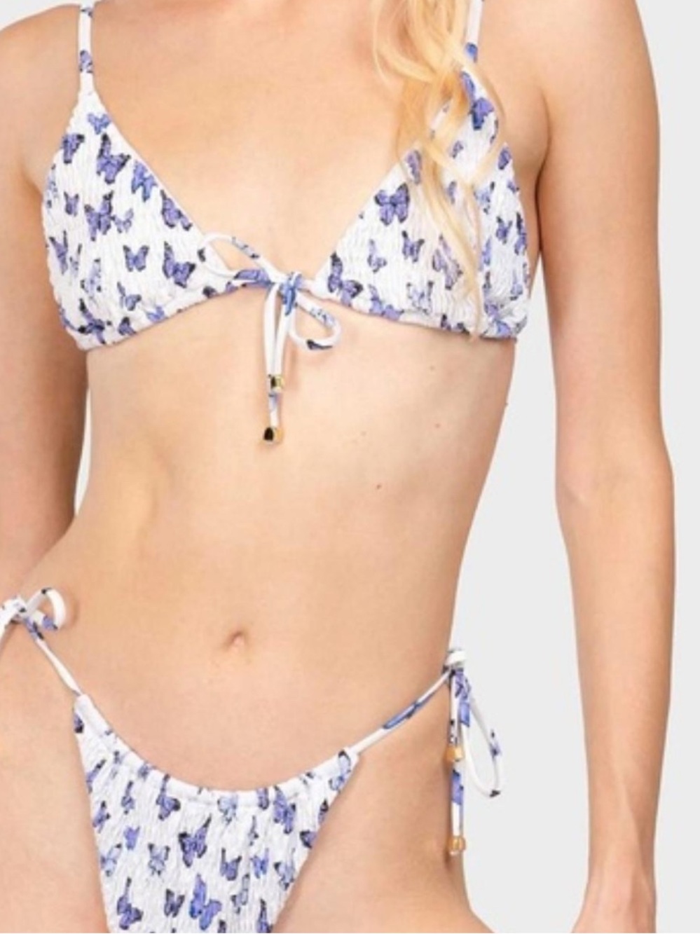 Blackbough Butterfly Print Tie Bikini- White/Blue/Purple